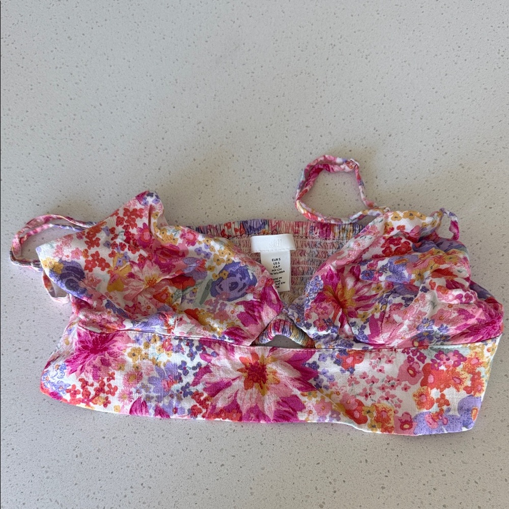 H&M Floral Bralette in Pink, Purple, Yellow